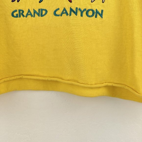 Vtg Fred Harvey Grand Canyon Kokopelli Yellow‎ Cut Off Cropped L Embroidered - Picture 4 of 7